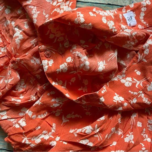 Gap Orange White Floral  Wrap Ruffle Skirt Size 4 - Picture 8 of 8